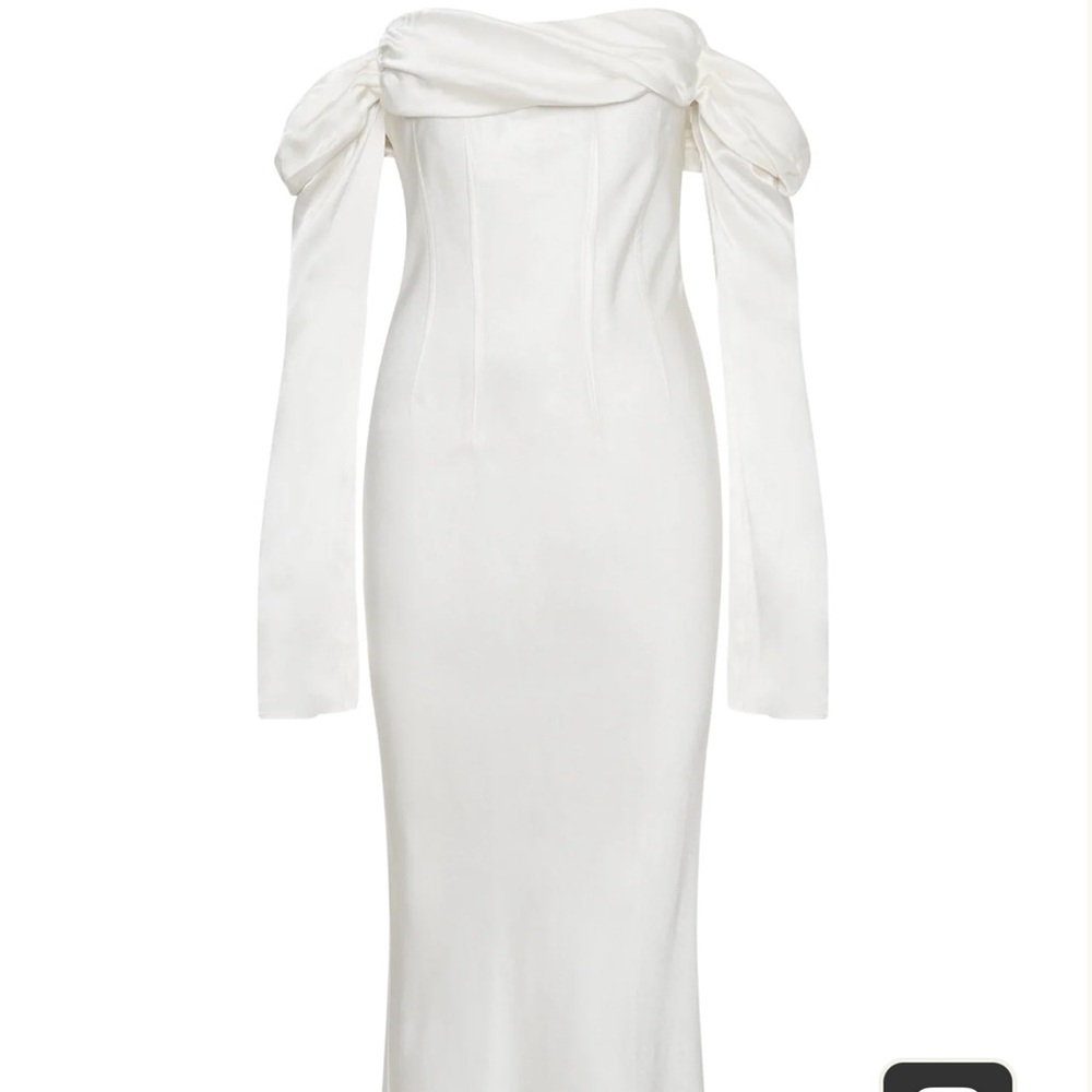 Meshki Off-Shoulder Long Sleeve White Gown